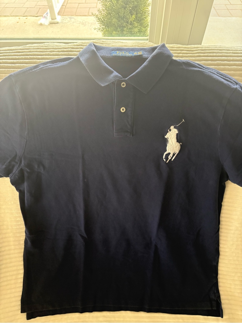 Polo Ralph Lauren Shirt Mens XXL Big Pony Navy Blue Short Sleeve Custom Fit
